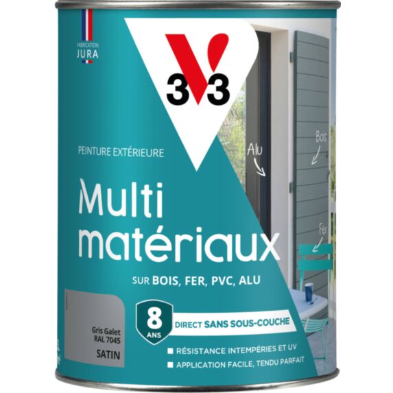 Peinture multi-supports direct protect satin 1,5 L gris galet  - V33