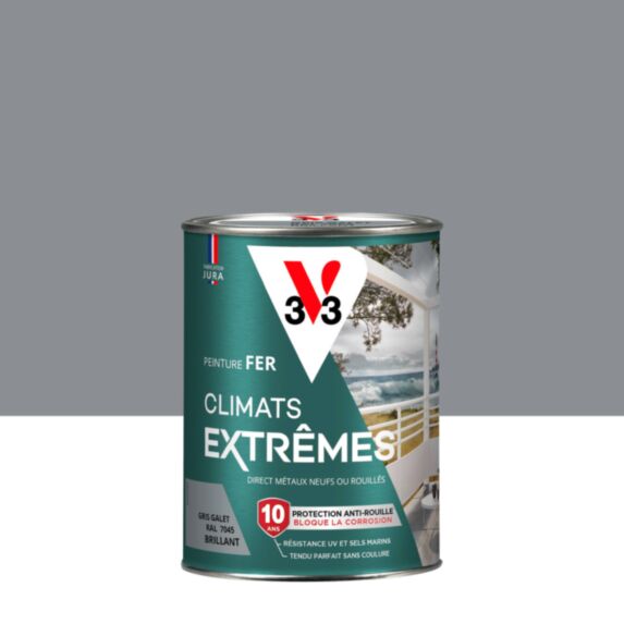 Peinture Fer Climats Extrêmes Brillant Gris Galet 0,25 L