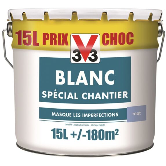 Peinture spécial chantier blanc mat 15L - V33
