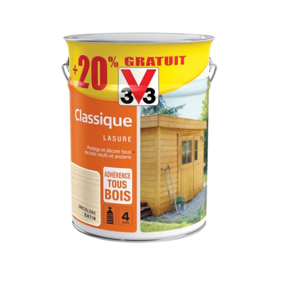 Lasure Classique Incolore 5L + 20% - V33