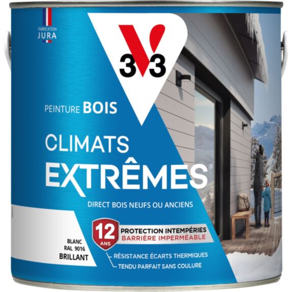Peinture bois Climats extrêmes médium blanc brillant 2L - V33