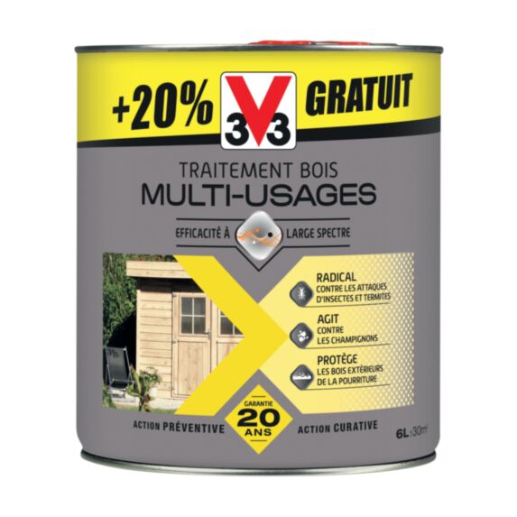 Traitement bois multiusage 5L+20% Gratuit - V33
