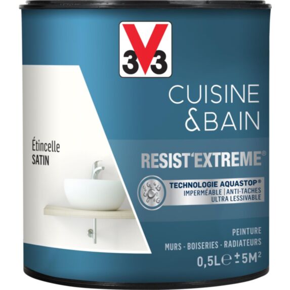 Peinture Cuisine & bain Resist'Extrême Etincelle satin 0,5L - V33