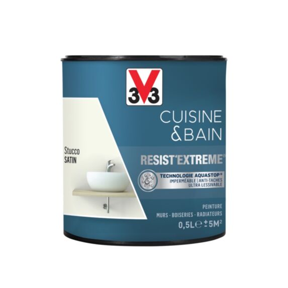 Peinture Cuisine & bain Resist'Extrême Stucco satin 0,5L - V33