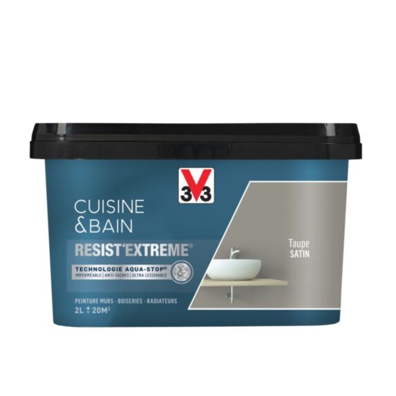 Peinture Cuisine&Bain Resist'Extrême Taupe satin 2L - V33