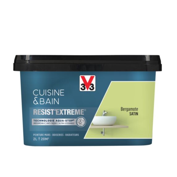 Peinture Cuisine & bain Resist'Extrême Bergamote satin 2L - V33