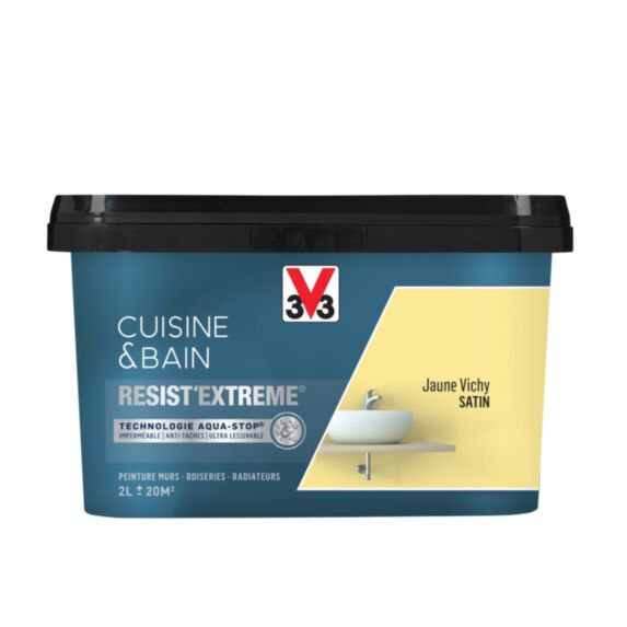 Peinture cuisine & bain Resist'Extrême jaune vichy satin 2L - V33
