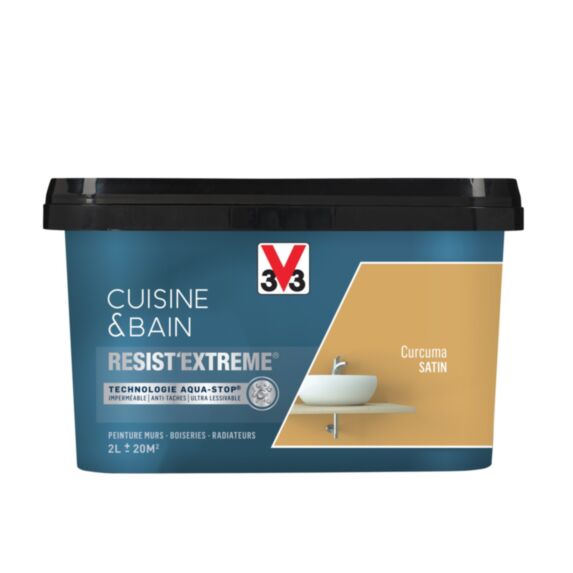 Peinture Cuisine & bain Resist'Extrême Curcuma satin 2L - V33