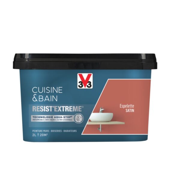 Peinture cuisine & bain Resist'Extrême Espelette satin 2L - V33