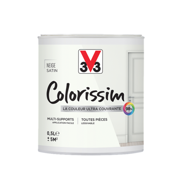 Peinture multisupport Colorissim neige satin 0,5L - V33