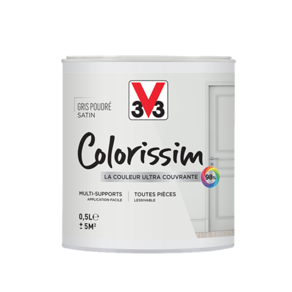 Peinture multisupport Colorissim gris poudre satin 0,5L - V33