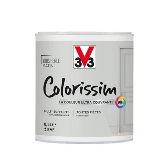Peinture multisupport Colorissim gris perle satin 0,5L - V33