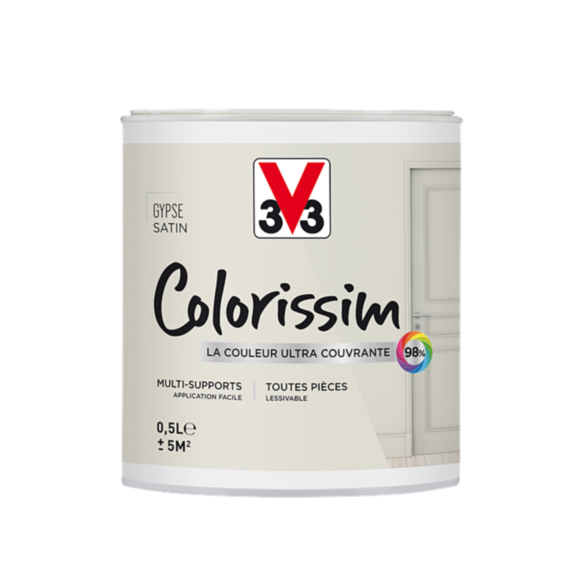 Peinture multisupport Colorissim gypse satin 0,5L - V33