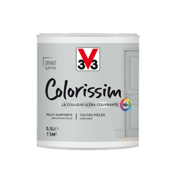 Peinture multisupport Colorissim granit satin 0,5L - V33