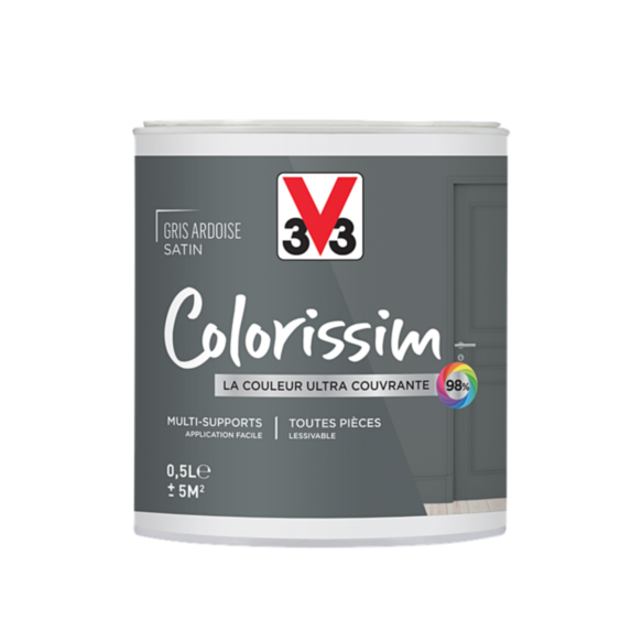 Peinture multisupport Colorissim gris ardoise satin 0,5L - V33