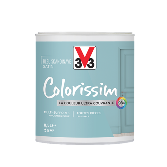 Peinture multisupport Colorissim bleu scandinave satin 0,5L - V33