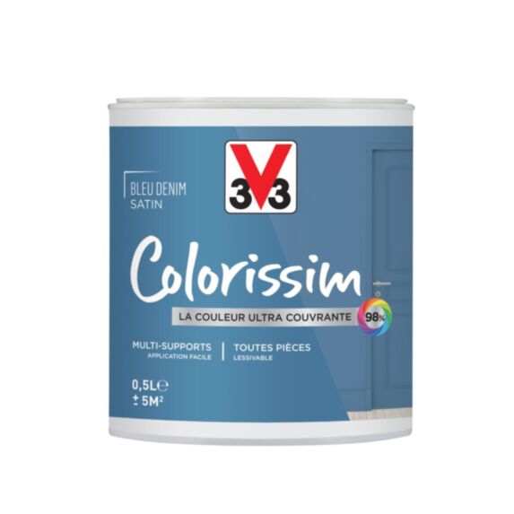 Peinture multisupport colorissim satin bleu denim 500 ml – - V33