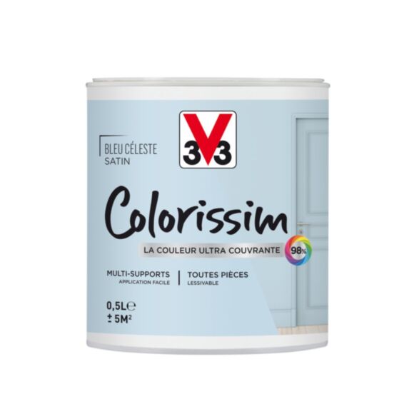 Peinture multisupport colorissim satin bleu céleste 500 ml – - V33