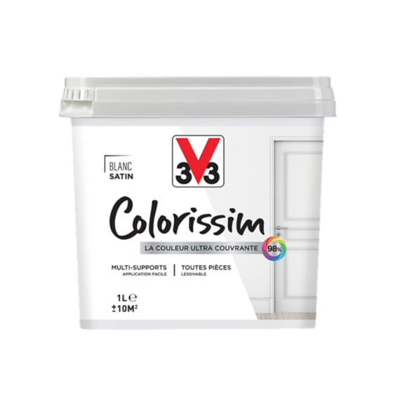 Peinture multisupport Colorissim blanc satin 1L - V33