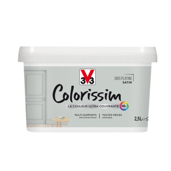 Peinture multisupport Colorissim gris platine satin 2,5L - V33