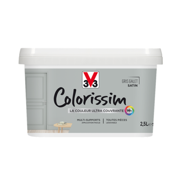 Peinture multisupport Colorissim gris galet satin 2,5L - V33