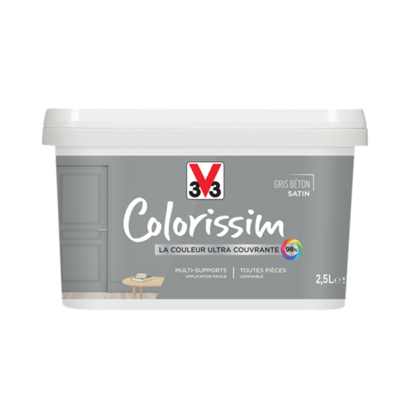 Peinture multisupport Colorissim gris béton satin 2,5L - V33