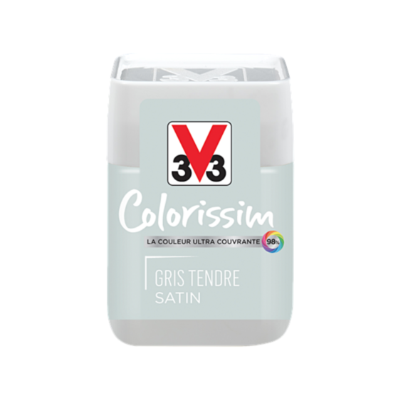 Testeur de peinture multisupport Colorissim gris tendre satin 75ml - V33