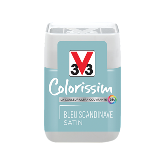 Testeur de peinture multisupport Colorissim bleu scandinave satin 75ml - V33