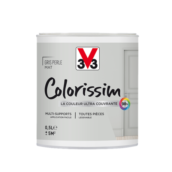 Peinture multisupport Colorissim gris perle mat 0,5L - V33