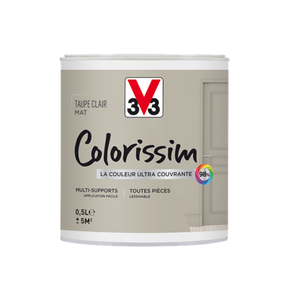 Peinture multisupport Colorissim taupe clair mat 0,5L - V33