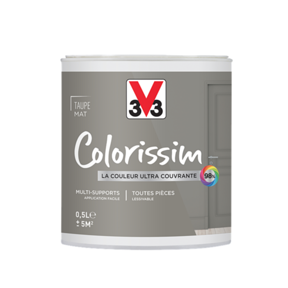 Peinture multisupport Colorissim taupe mat 0,5L - V33