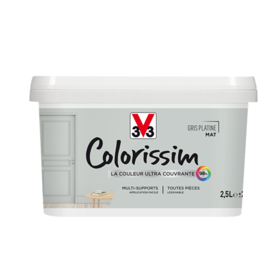 Peinture multisupport Colorissim gris platine mat 2,5L - V33