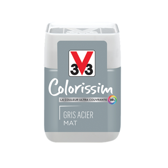 Testeur de peinture multisupport Colorissim gris acier mat 75ml - V33