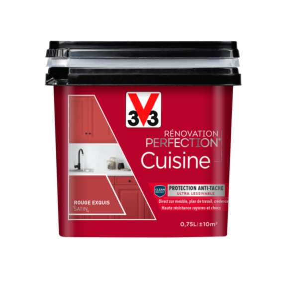 Peinture rénovation cuisine Perfection rouge exquis satin 0,75l - V33