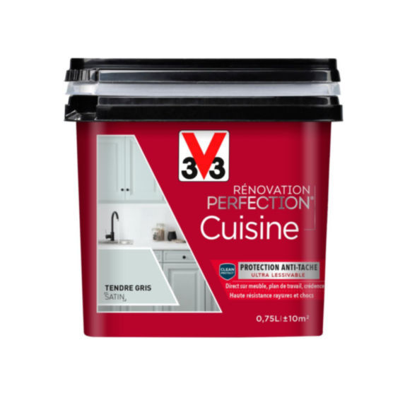 Peinture rénovation cuisine Perfection tendre gris satin 0,75l - V33