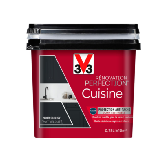 Peinture rénovation cuisine Perfection noir smoky mat 0,75l - V33