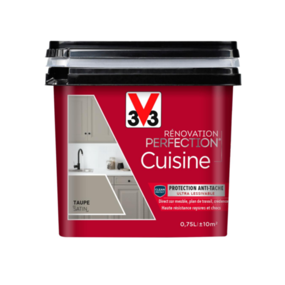 Peinture rénovation cuisine Perfection taupe satin 0,75l - V33