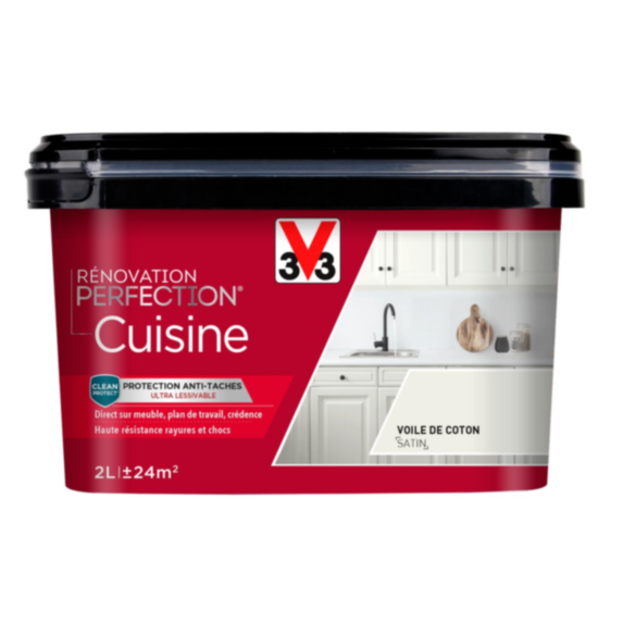 Peinture rénovation cuisine Perfection voile de coton satin 2L - V33