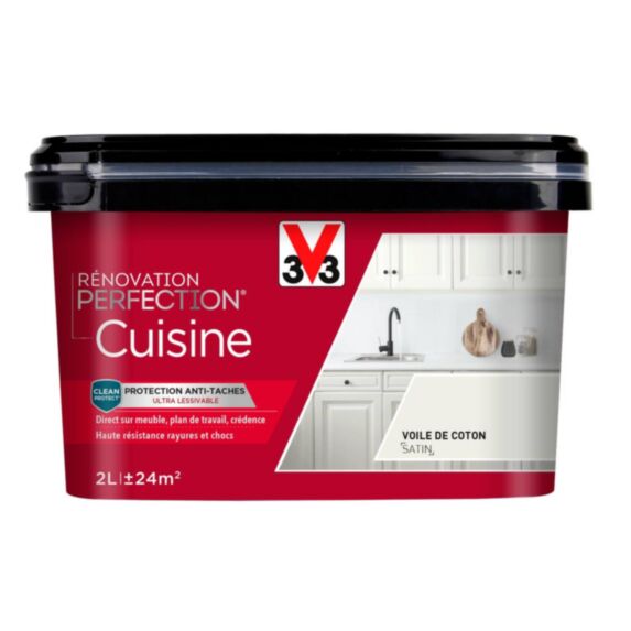 Peinture rénovation cuisine Perfection voile de coton satin 2L - V33