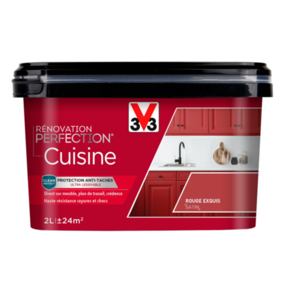 Peinture rénovation cuisine Perfection rouge exquis satin 2L - V33