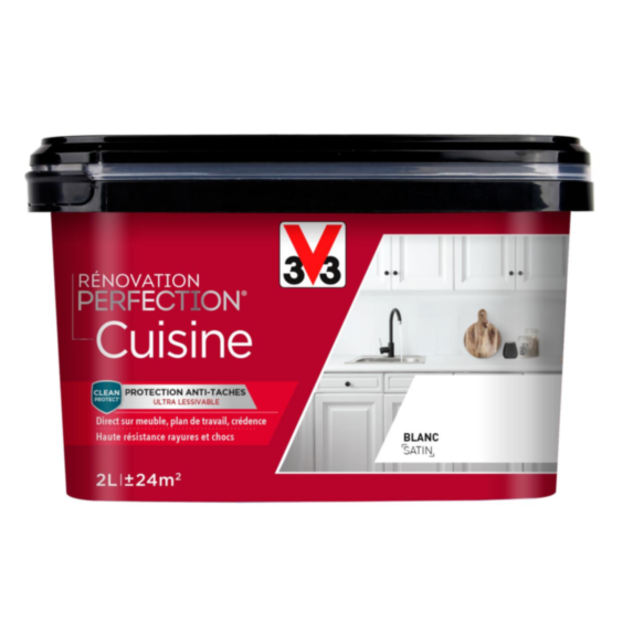 Peinture Rénovation Perfection Cuisine Blanc Satin 2L - V33