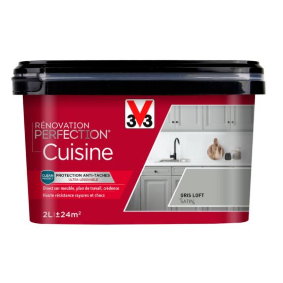 Peinture rénovation cuisine Perfection gris loft satin 2L - V33