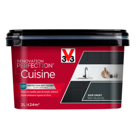 Peinture rénovation cuisine Perfection noir smoking mat 2L - V33