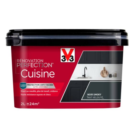 Peinture rénovation cuisine Perfection noir smoking mat 2L - V33