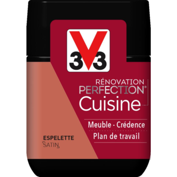 Testeur de peinture rénovation cuisine Perfection Espelette satin 75ml - V33