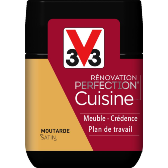 Testeur de peinture rénovation cuisine Perfection moutarde satin 75ml - V33