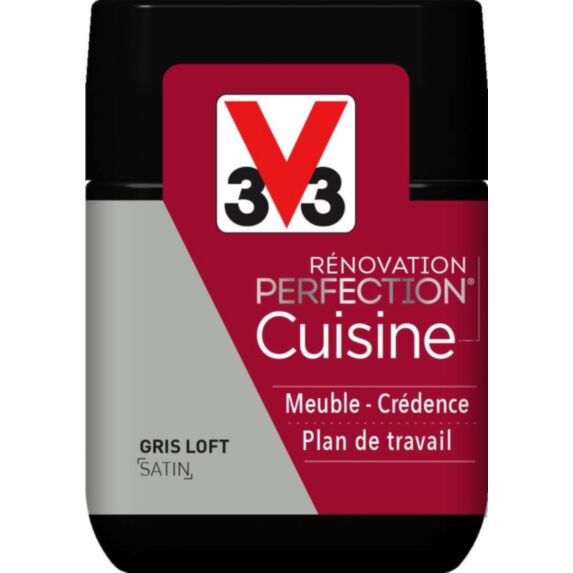 Testeur de peinture rénovation cuisine Perfection gris loft satin 75ml - V33