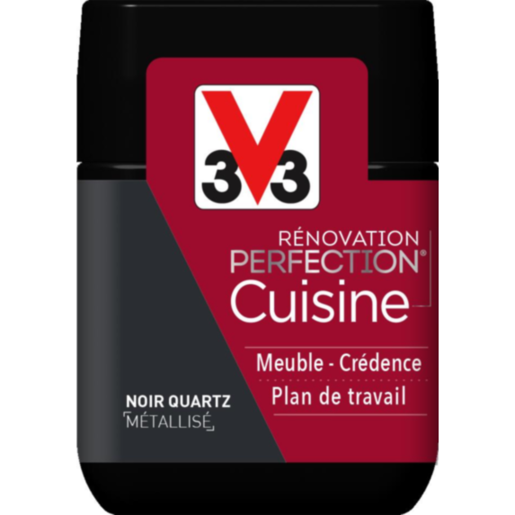 Peinture rénovation cuisine Perfection noir quartz satin testeur 75ml - V33