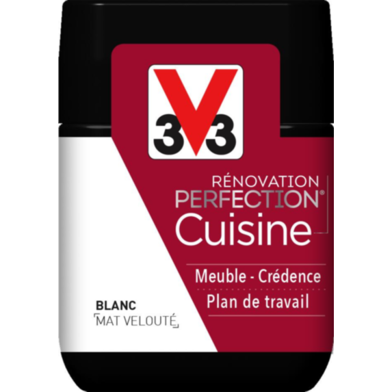 Testeur de peinture rénovation cuisine Perfection blanc mat 75ml - V33