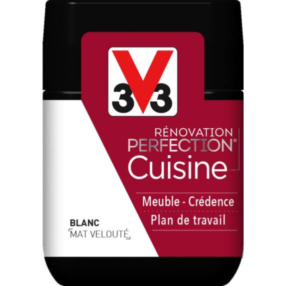 Testeur de peinture rénovation cuisine Perfection blanc mat 75ml - V33
